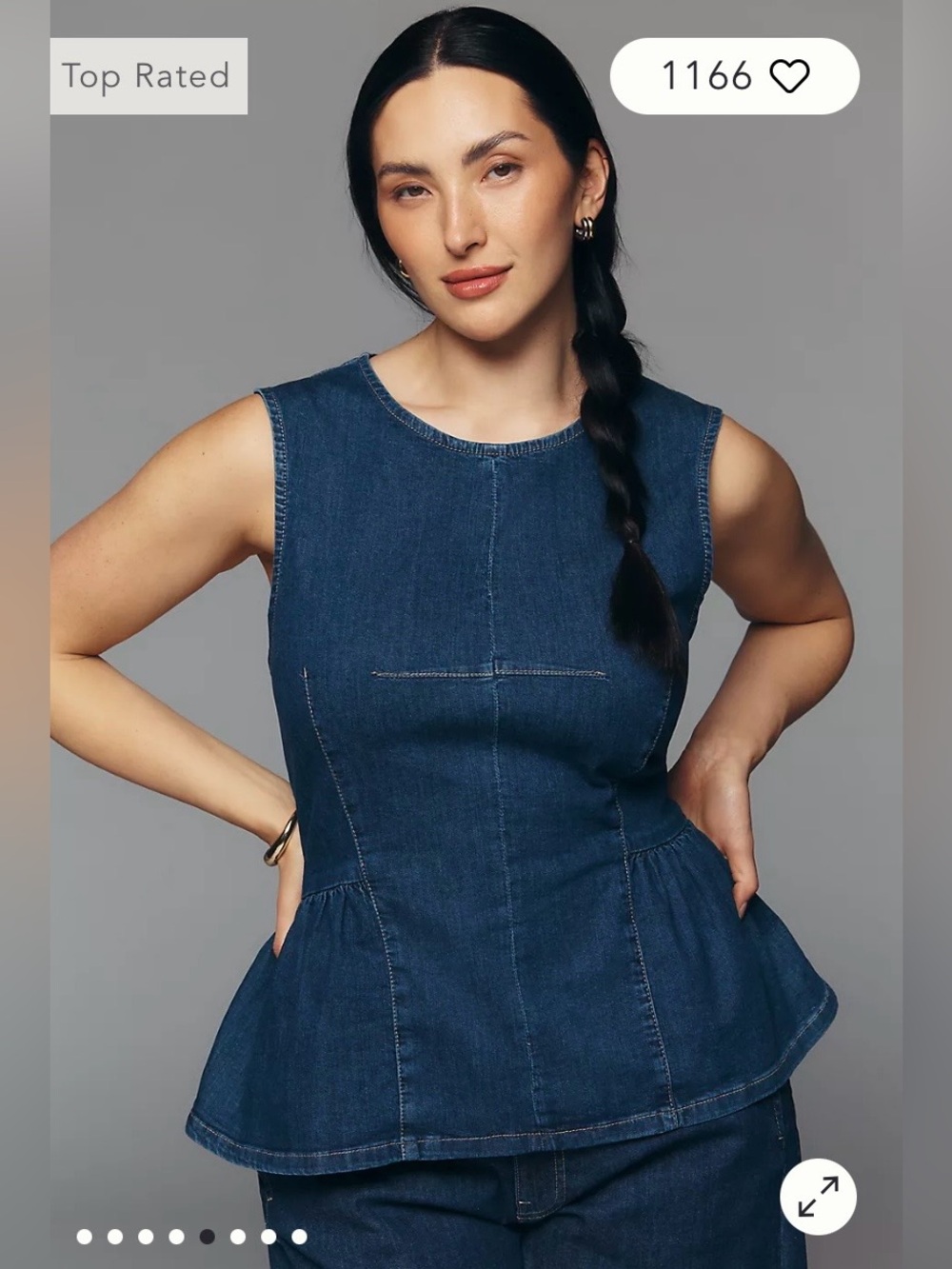 NWT Size 2X - Maeve Denim Peplum Sleeveless Top 98% Cotton (US$ 128)
